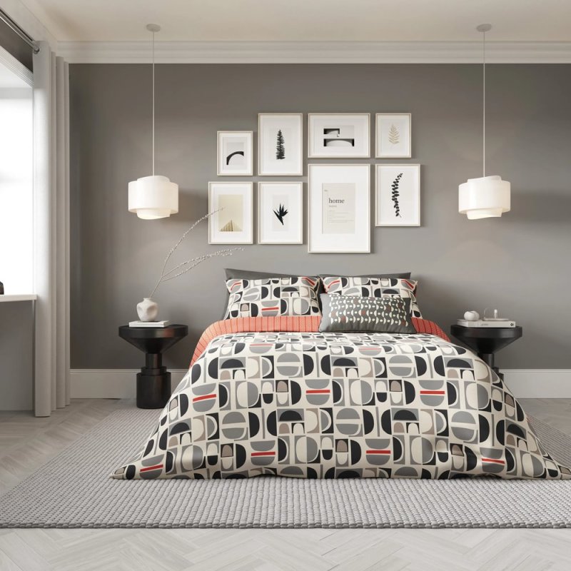 Simply Scandi Voss Reversible Single Duvet Cover Set Scarlet & Neutral
