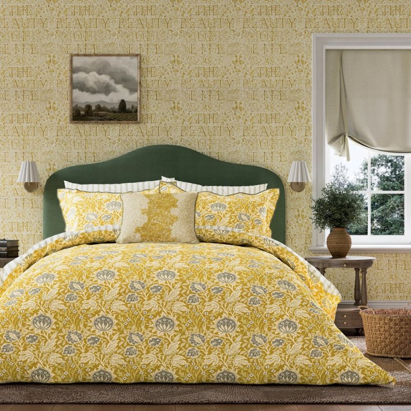 Morris & Co Elmcote Reversible Double Duvet Cover Set Sunflower