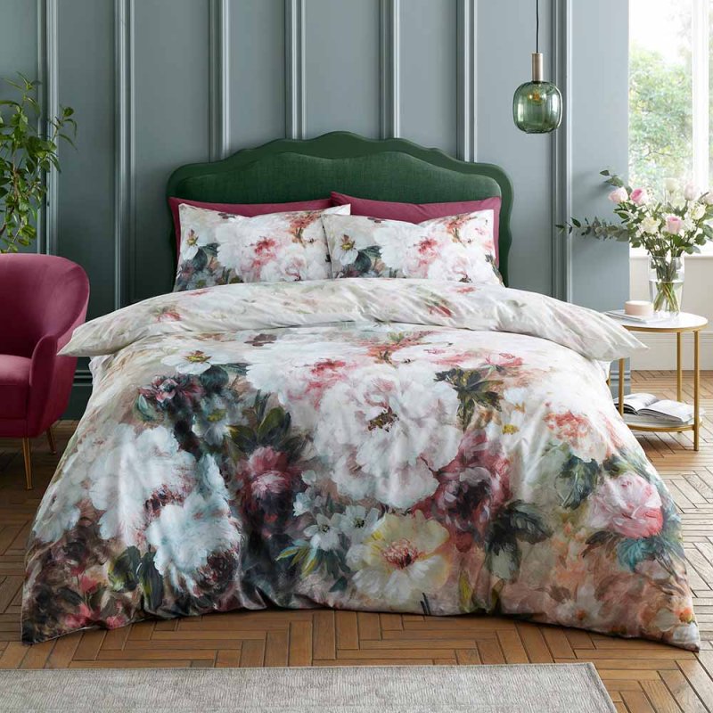 RHS Rose Bloom Reversible Single Duvet Cover Set Pink