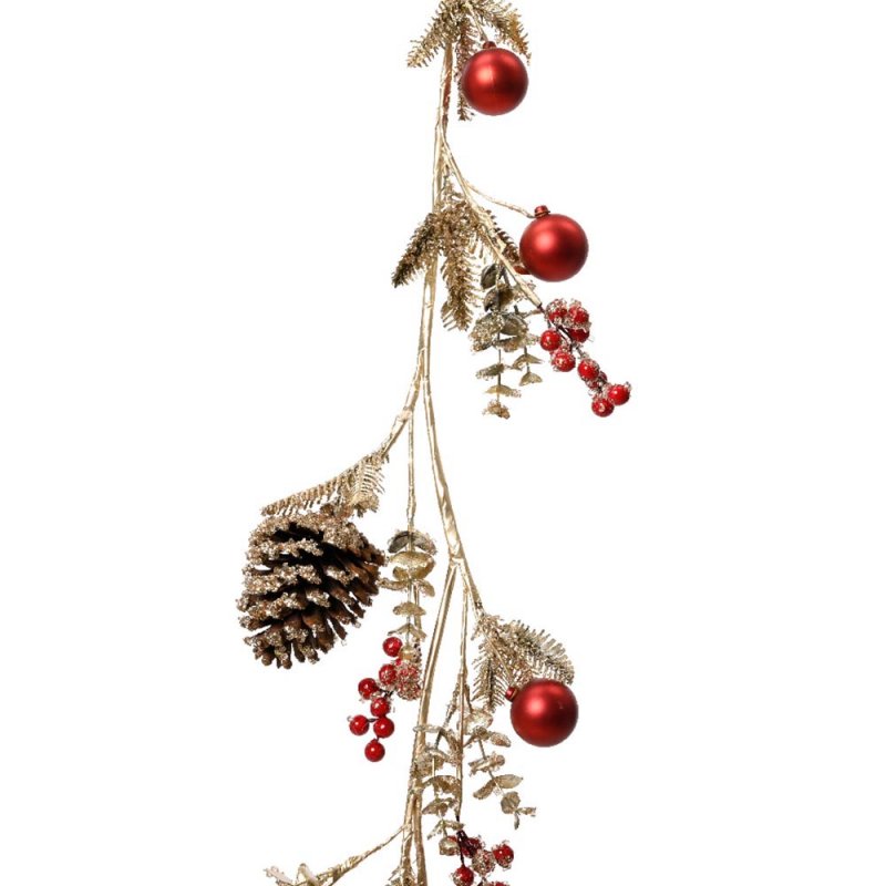 Presentation Garland With Pinecones & Berries Light Gold 4ft/120cm