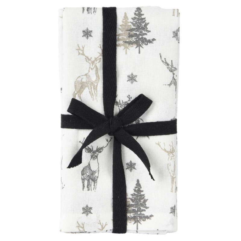 Napkin With Reindeer Gold & Silver 40cm