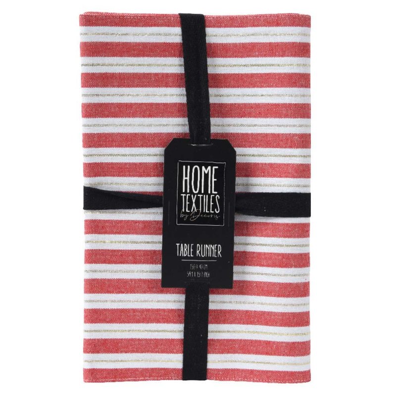 Stripe Table Runner Red & White 150cm x 40cm