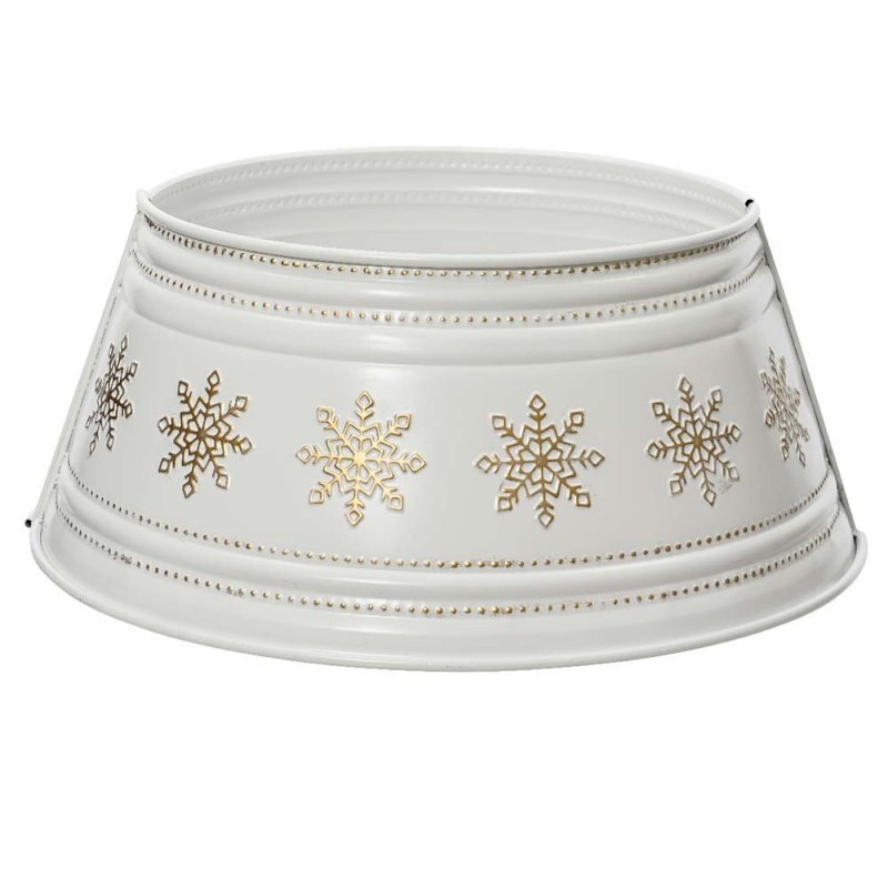 Iron Tree Ring With Snowflakes White & Gold 57cm