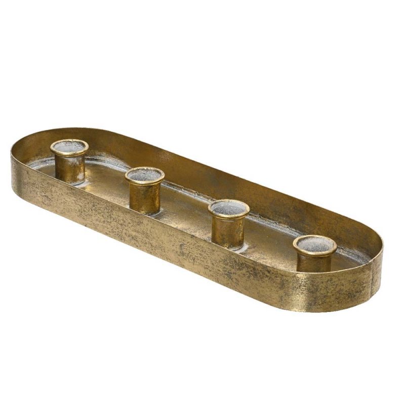 Oval Iron Candle Holder Gold 31cm