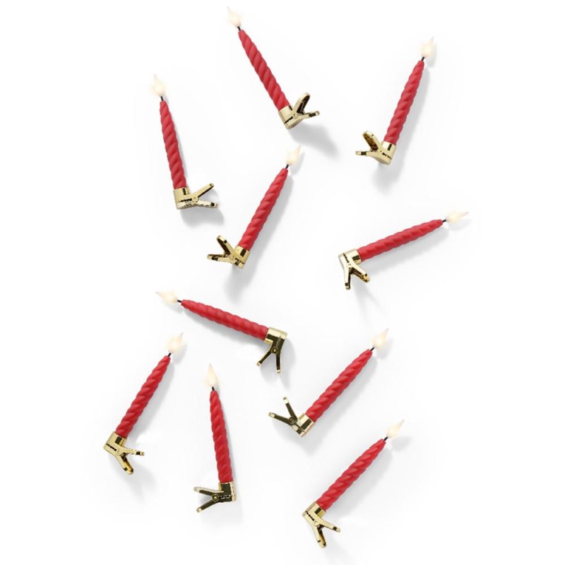 LED Clip On Candle With Remote Control (Set of 10) Red 14.5cm