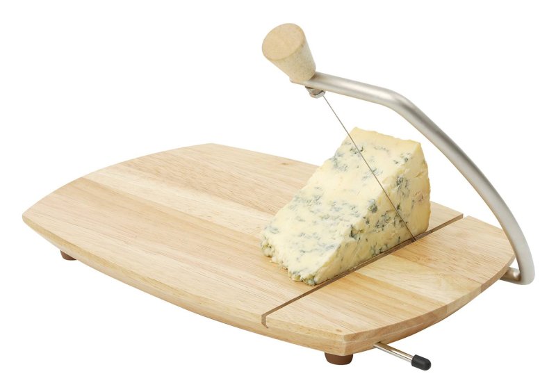 T&G T&G Scimitar Hevea Wooden Cheese Board With Wire Cutter