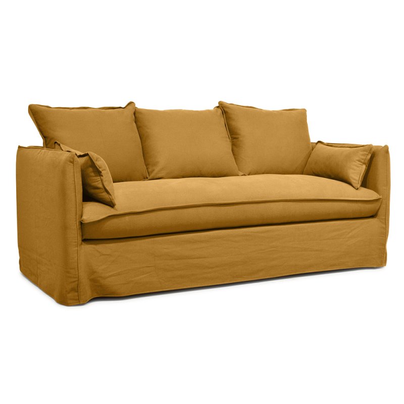 Beatrice 3 Seater Sofa With Removable Covers Fabric 6 Mustard