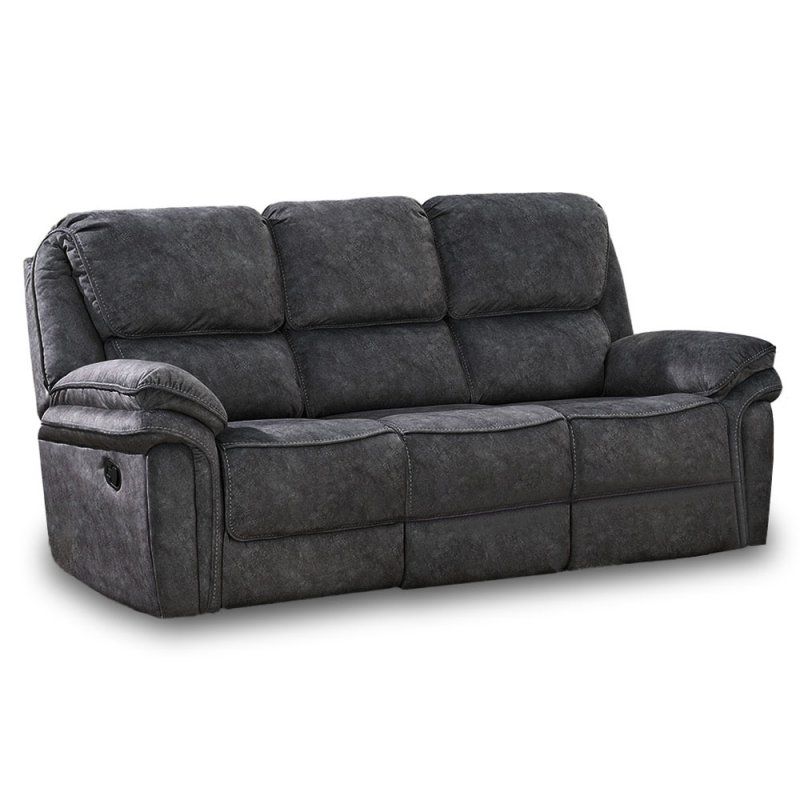 Savannah 3 Seater Manual Reclining Sofa Fabric Dark Grey