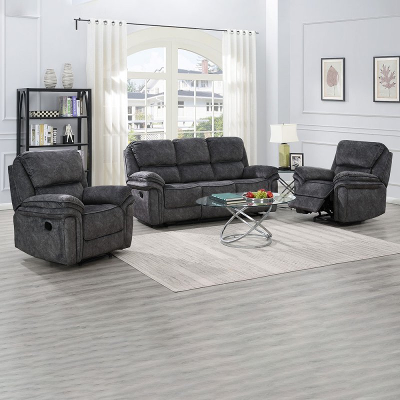 Savannah 2 Seater Manual Reclining Sofa Fabric Dark Grey Lifestyle