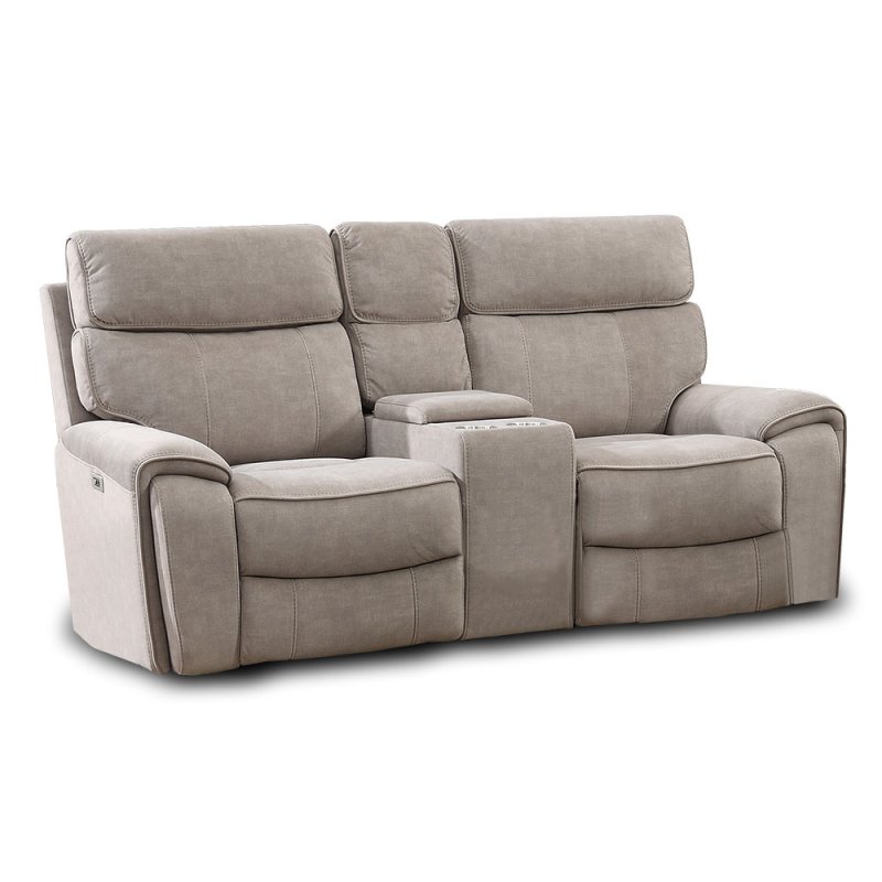 Huntsville 2 Seater Electric Reclining Sofa With Central Console Fabric Beige