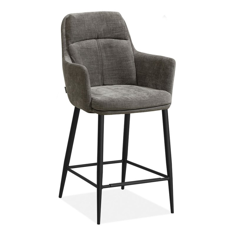 Bella Low Bar Stool Fabric Grey