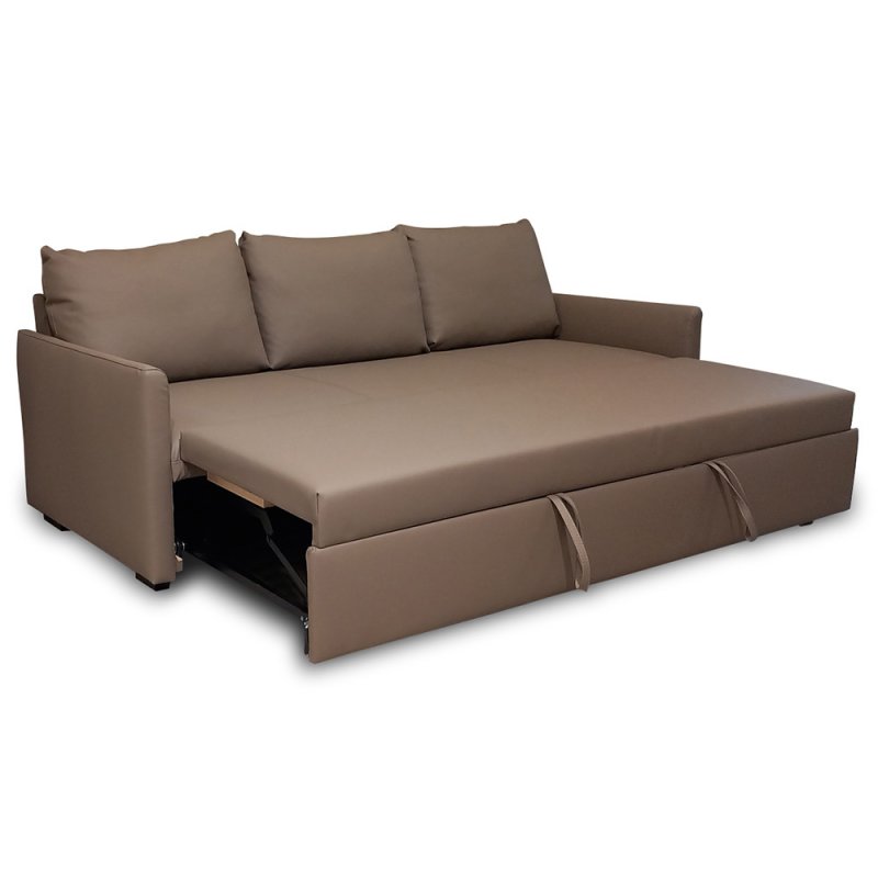 Canberra Seater Sofa Bed Faux Leather Camel Meubles