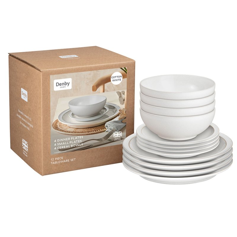 DENBY Dove Grey 12 Piece Dinner Set Meubles