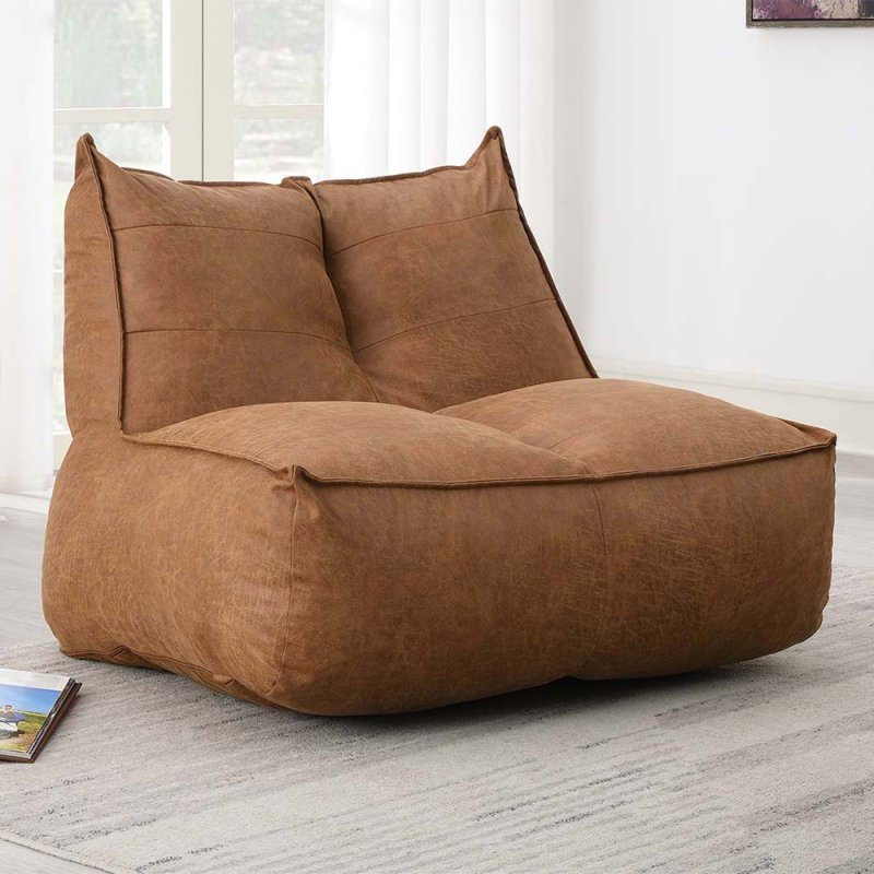 Leo Bean Bag Faux Tan Leather Meubles