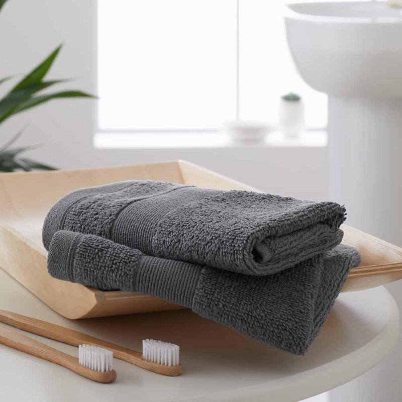CATHERINE LANDSFIELD Antibacterial Facecloth Charcoal (Pack Of 2) Lifestyle