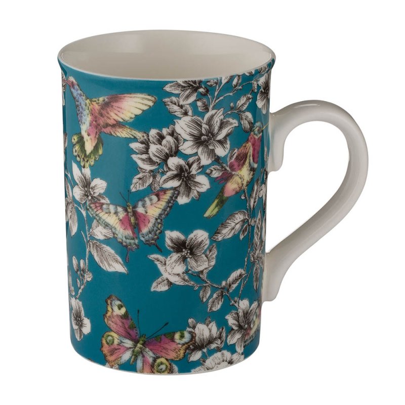 PRICE & KENSINGTON Hummingbird Floral Mug Teal