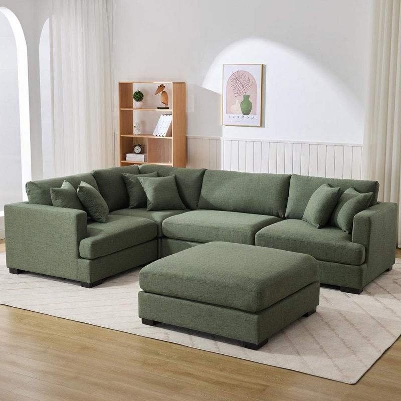 Gabriella 4+ Seater Corner Sofa Fabric LHF/RHF Fabric Green Meubles