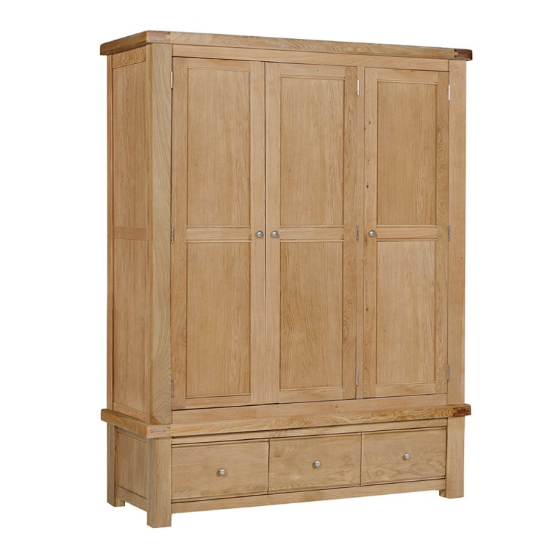 Max 3 Door Wardrobe With 3 Drawers Oak Side
