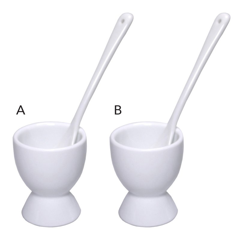 Egg Cup & Spoon White (Set Of 2)