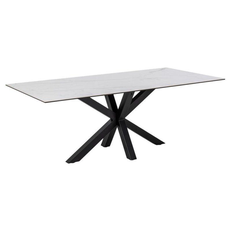 Holly 6-8 Person Rectangular Dining Table White With Cross Base Leg