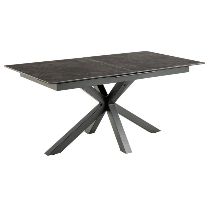 Holly 6-8 Person Rectangular Extending Dining Table Black With Cross Base Leg