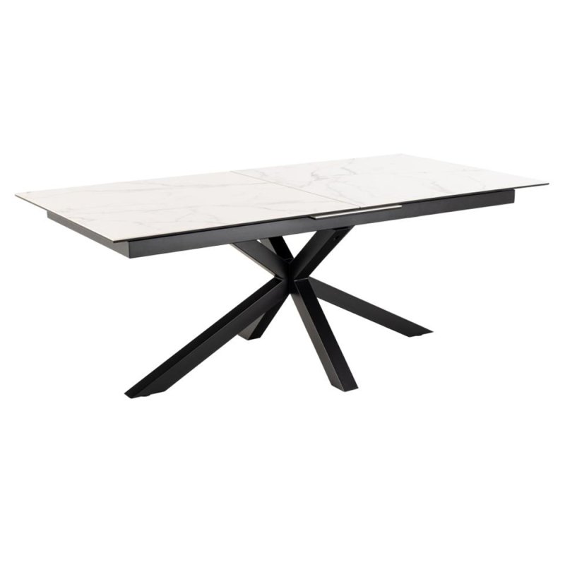 Holly 8-10 Person Rectangular Extending Dining Table White With Cross Base Leg
