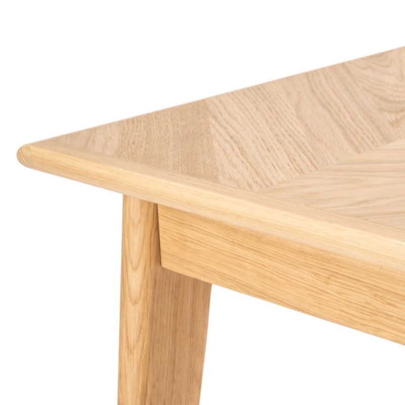 Freya 6 Person Rectangular Dining Table Herringbone Top Natural Close Up