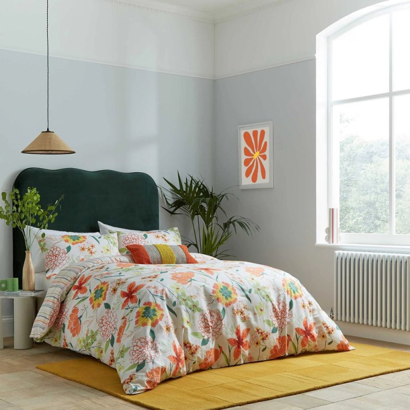 Helena Springfield Budding Brights Bella Reversible King Duvet Cover Set Mango