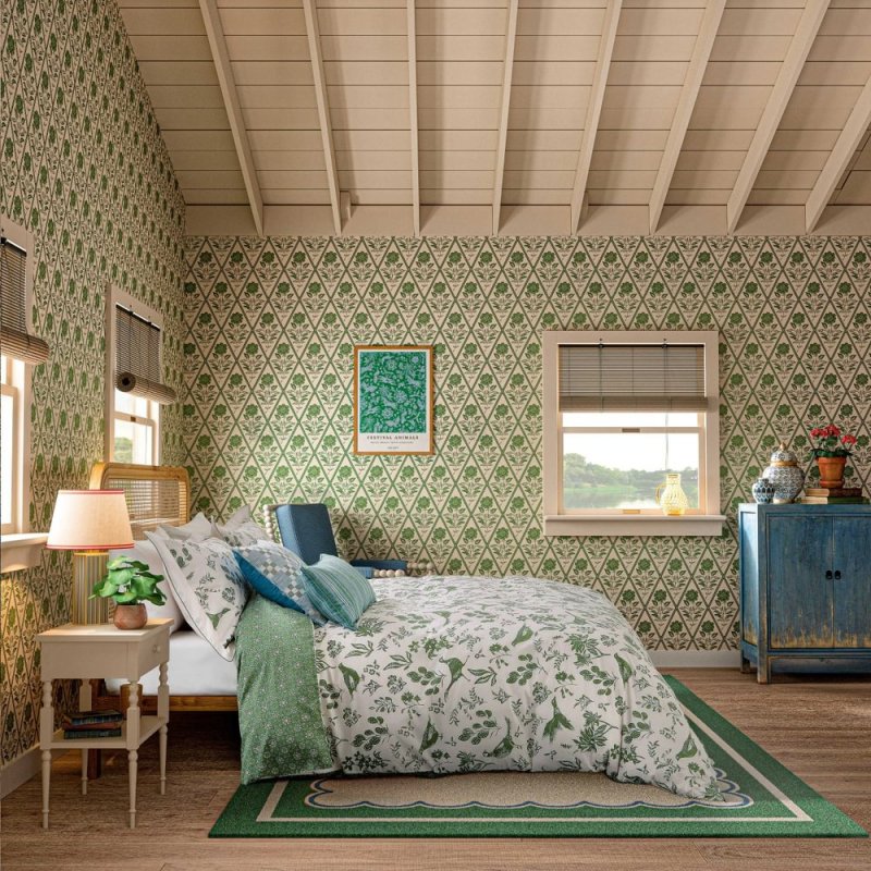 Joules Festival Pheasants Reversible King Duvet Cover Set Green