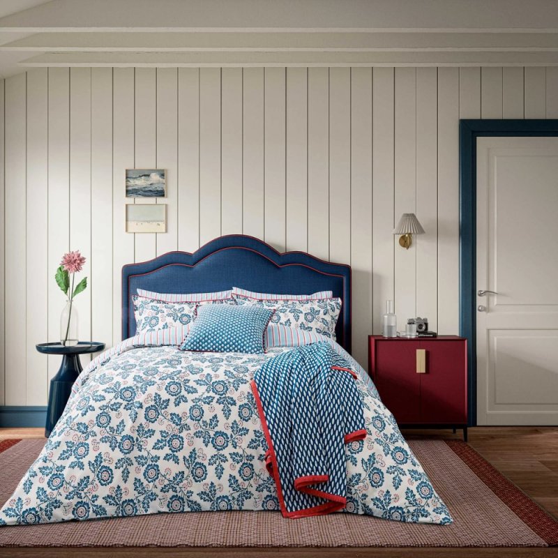 BEDECK OF BELFAST Land & Shore River Single Duvet Cover Set Blue & Red
