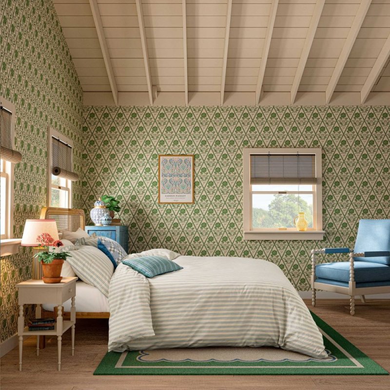 Joules Ticking Stripe Single Duvet Cover Set Green