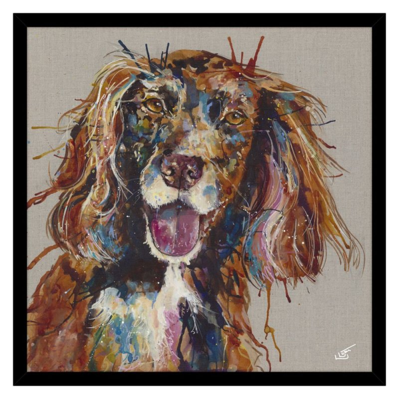 ARTKO Spaniel 74.5cm x 74.5cm Picture By Louise Luton Balck Frame