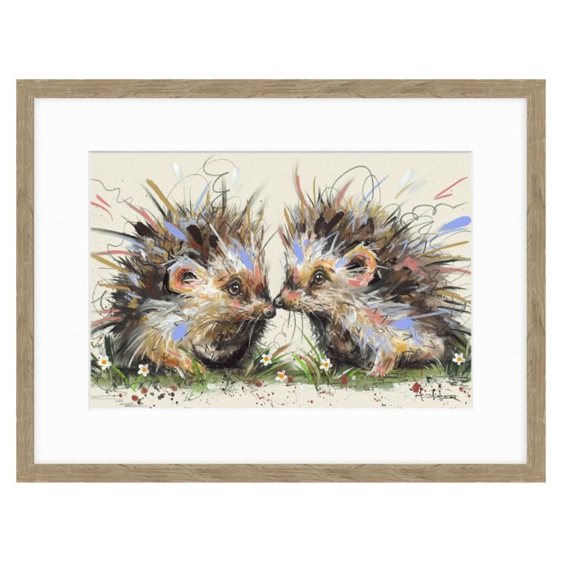ARTKO Hedgehugs 42cm x 32cm Picture By Ashley Saunders Beige Frame