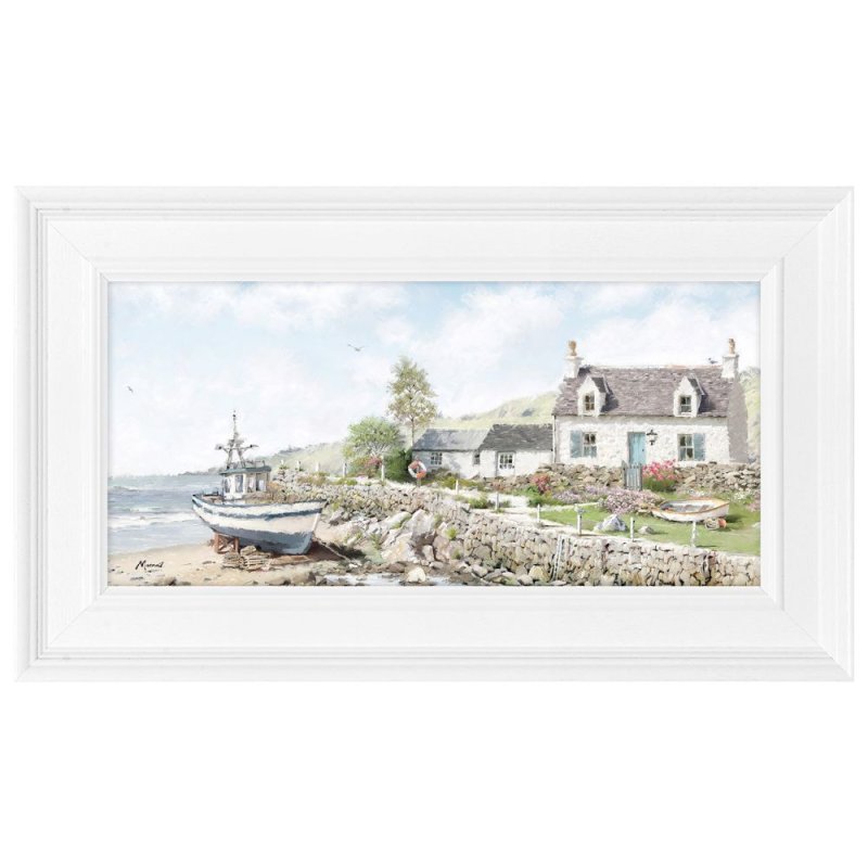 ARTKO Seaside Cottage 49cm x 29cm Picture By The Macneil Studio White Frame
