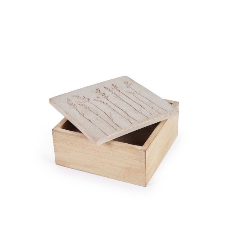 Mindy Brownes Meadows Square Decorative Box Light Wood With Stone Lid