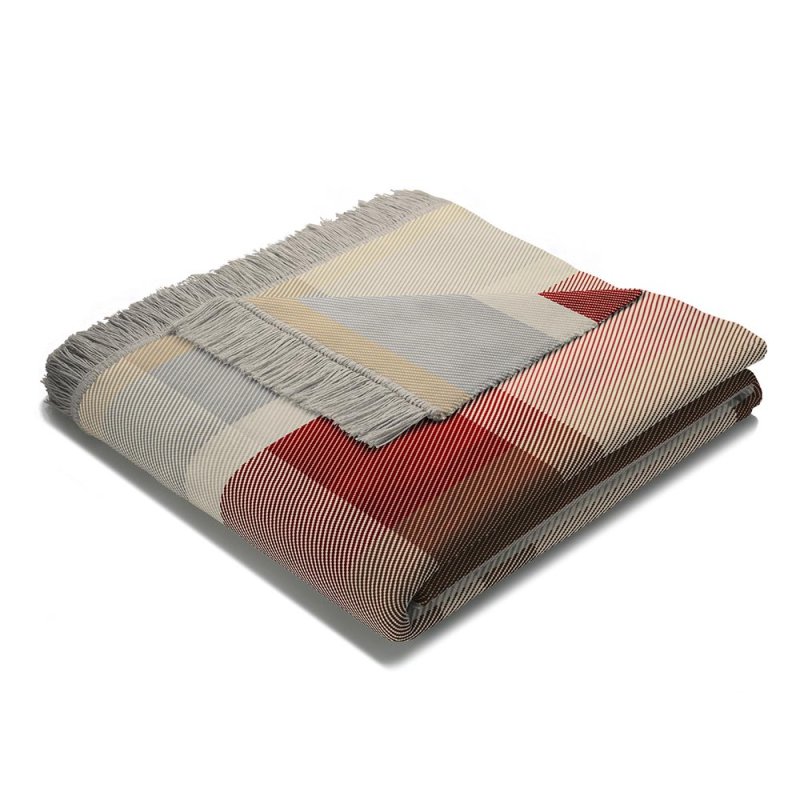 Biederlack Panel Check Throw 140x180cm Red