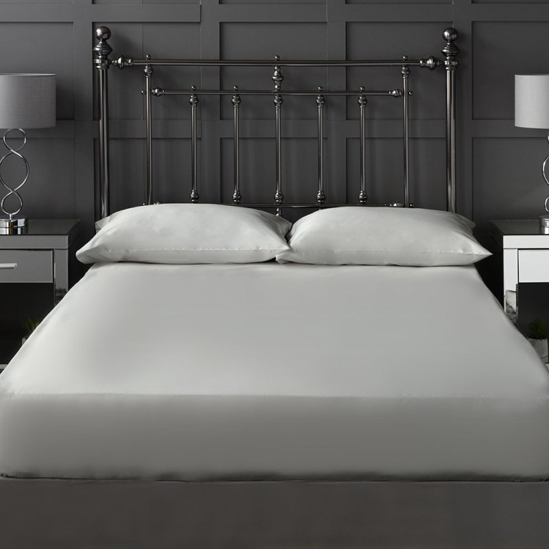 300 Cotton Sateen Superking Fitted Sheet Platinum 15" - Full Bed