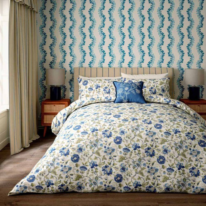 Sanderson Amanpuri Reversible King Duvet Cover Set Blue 1