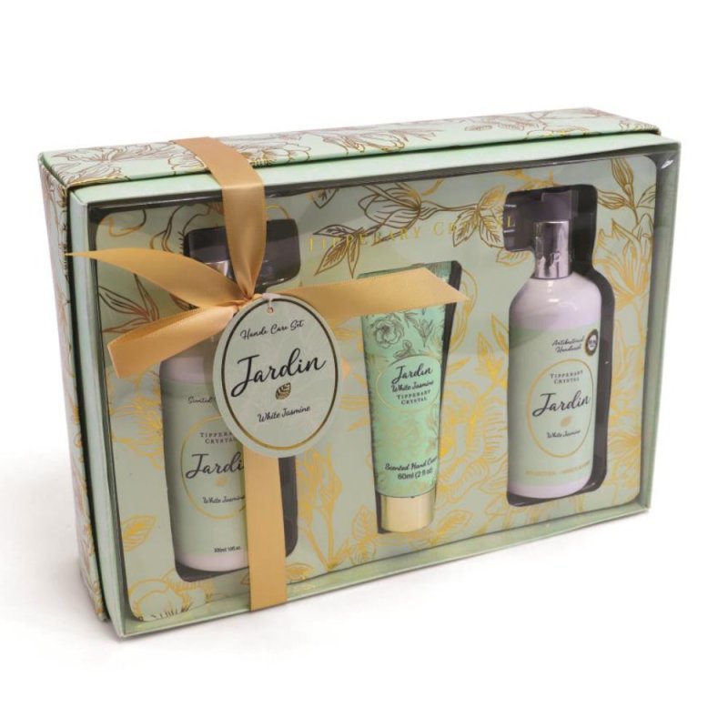 Tipperary Crystal Jardin Hand Wash & Hand Cream Tube & Pump Gift Set White Jasmine 
