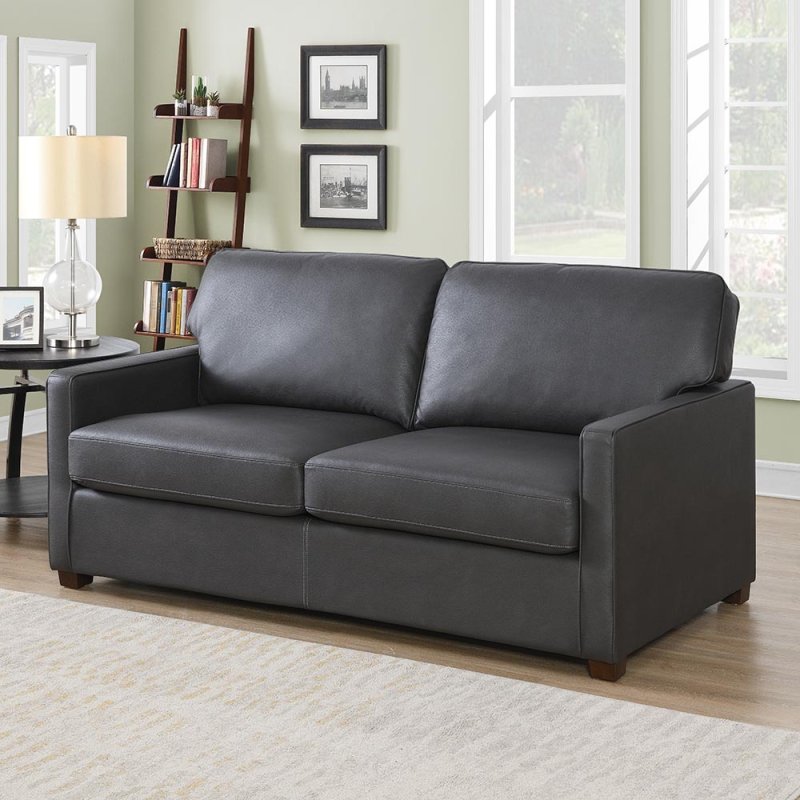 Lindau 2 Seater Sofa Bed Faux Leather Grey 1