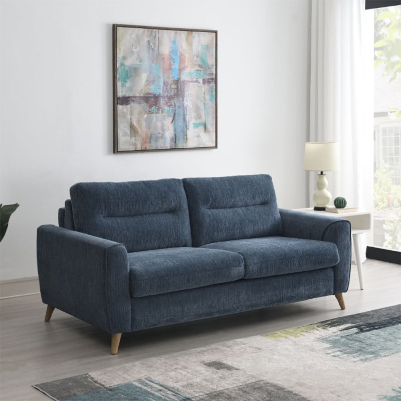Ringgenberg 2.5 Seater Sofa Bed Fabric Blue 1