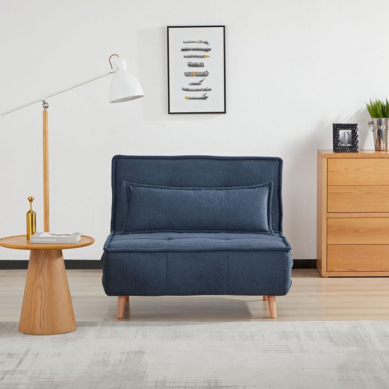 Bern Single Chair Bed Fabric Blue 1