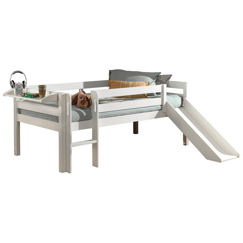 Vipack Pino Combination Midsleeper With Ladder, Slide & Hanging Shelf White 
