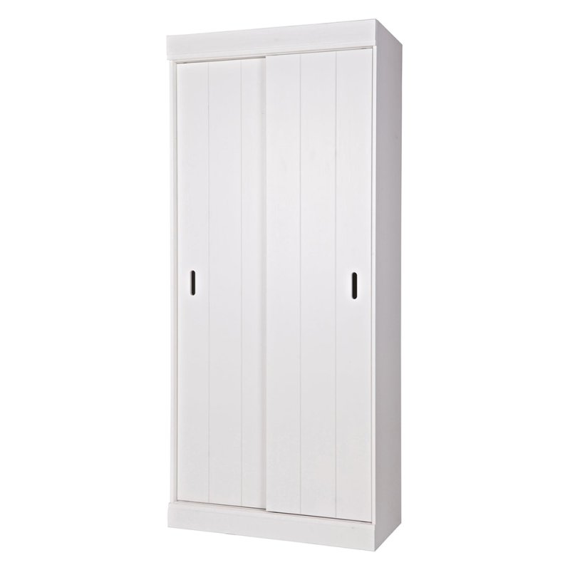 WOOOD Row Cabinet Shelving Unit With Sliding Doors White