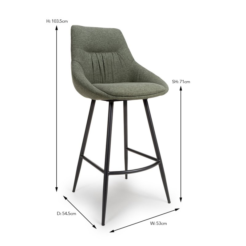 Boden High Bar Stool Fabric Sage 7