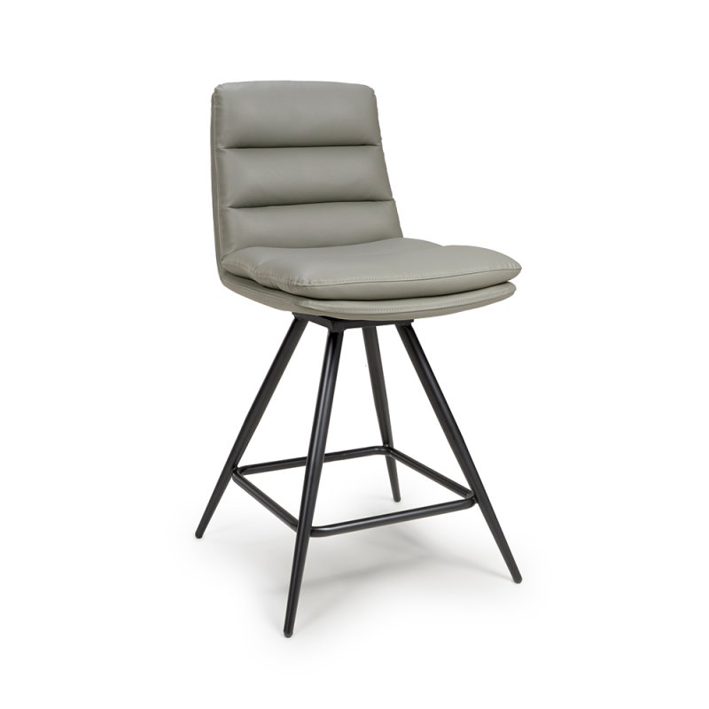 Nobo Swivel Low Bar Stool Faux Leather Truffle 1