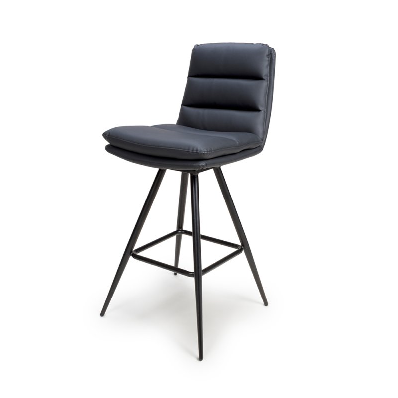 Nobo Swivel High Bar Stool Faux Leather Black 1