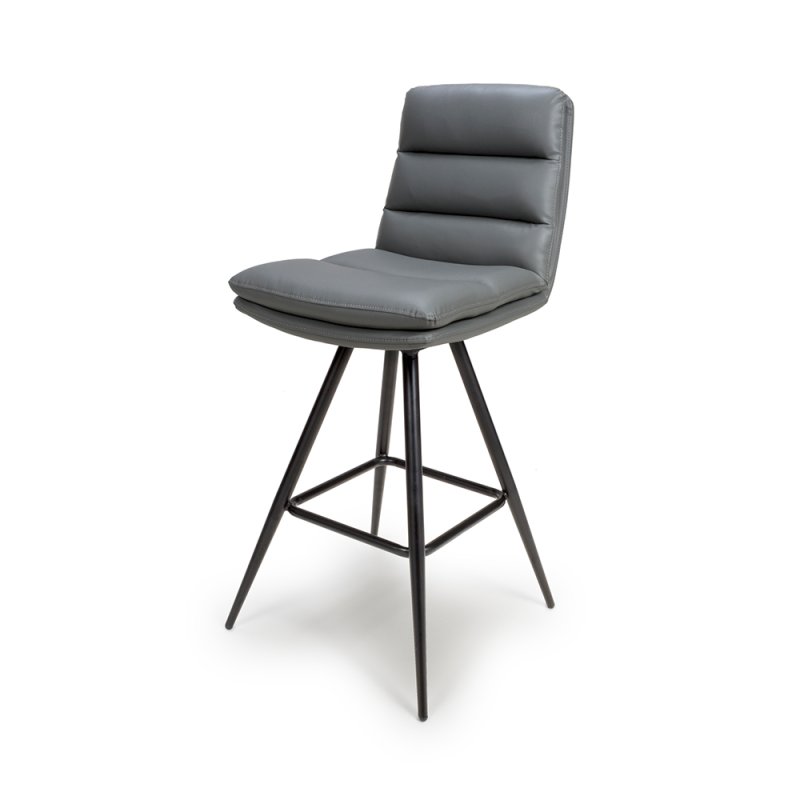 Nobo Swivel High Bar Stool Faux Leather Grey 1