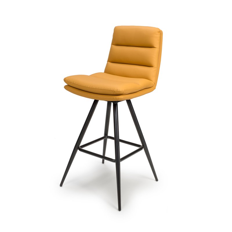 Nobo Swivel High Bar Stool Faux Leather Ochre 1