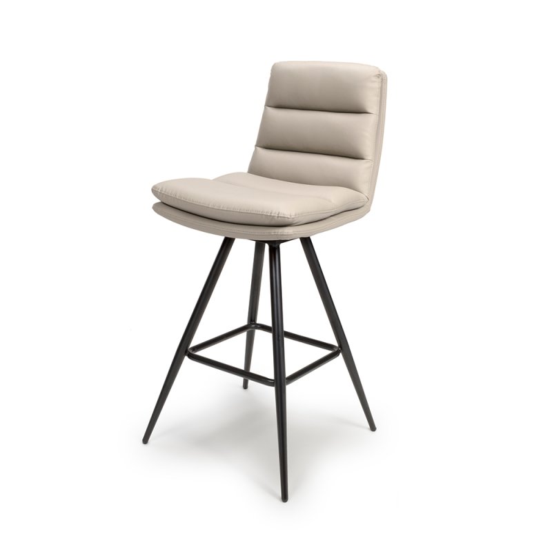 Nobo Swivel High Bar Stool Faux Leather Taupe 1